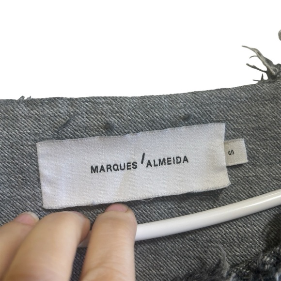 Marques'‎ AlmeidaScoop Neck Knee-Length Dress Size Small Denim Frayed - Picture 6 of 6